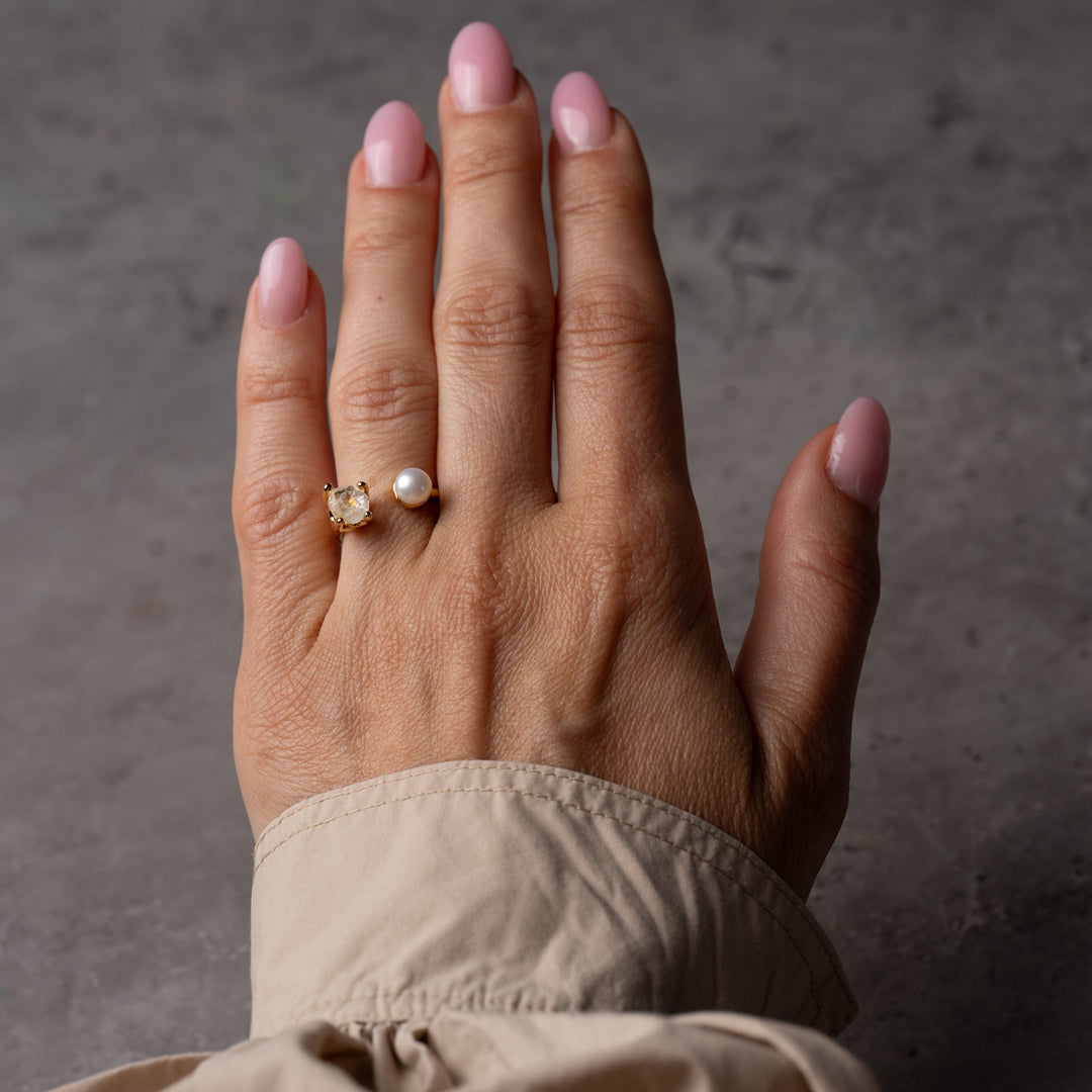 Goddesses Tears prsten – Biser i Herkimer dijamant