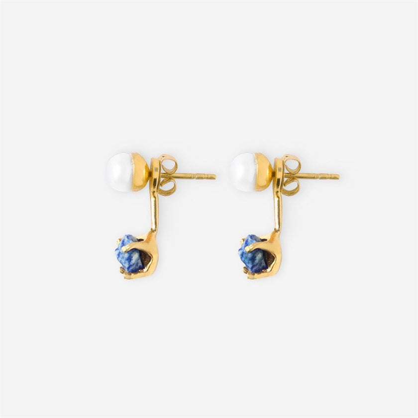 Goddesses Tears minđuše – Biser i Lapis lazuli