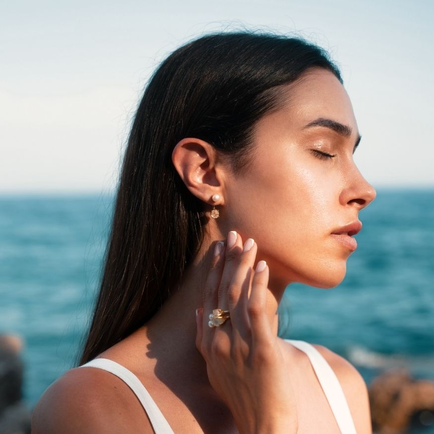 Goddesses Tears minđuše – Biser i Herkimer dijamant