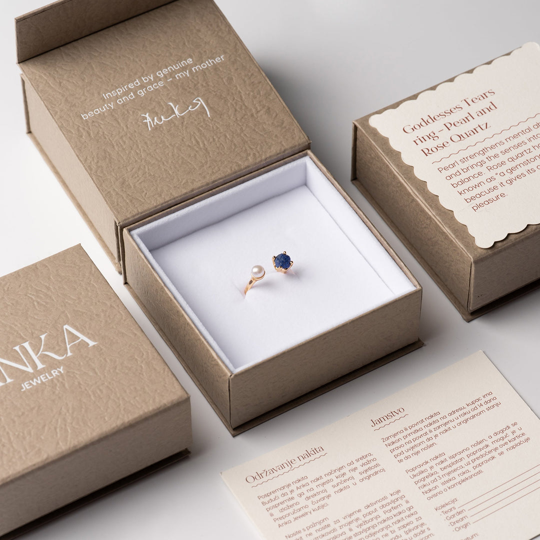 Goddesses Tears prsten – Biser i Herkimer dijamant