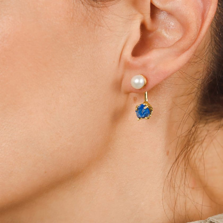 Goddesses Tears minđuše – Biser i Lapis lazuli