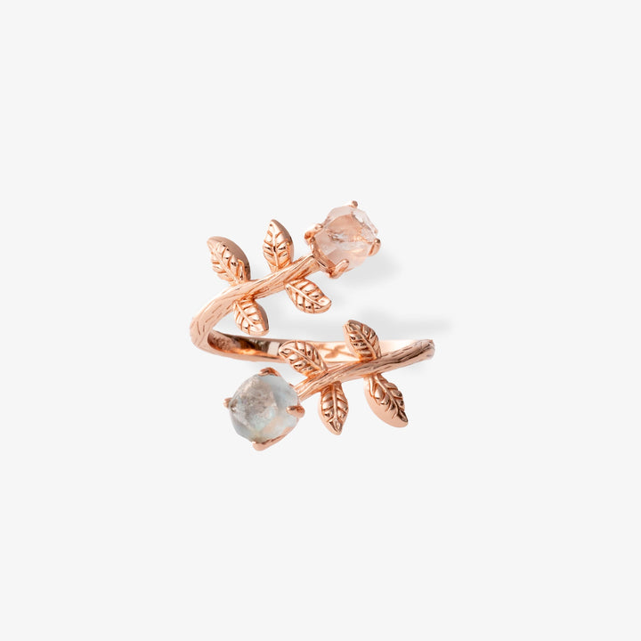 Goddesses Garden prsten – Herkimer dijamant i Akvamarin