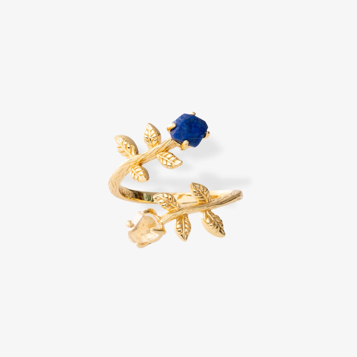 Goddesses Garden prsten – Lapis Lazuli i Herkimer dijamant