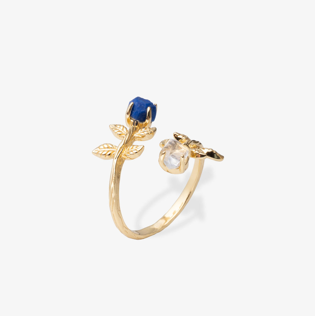 Goddesses Garden prsten – Lapis Lazuli i Herkimer dijamant