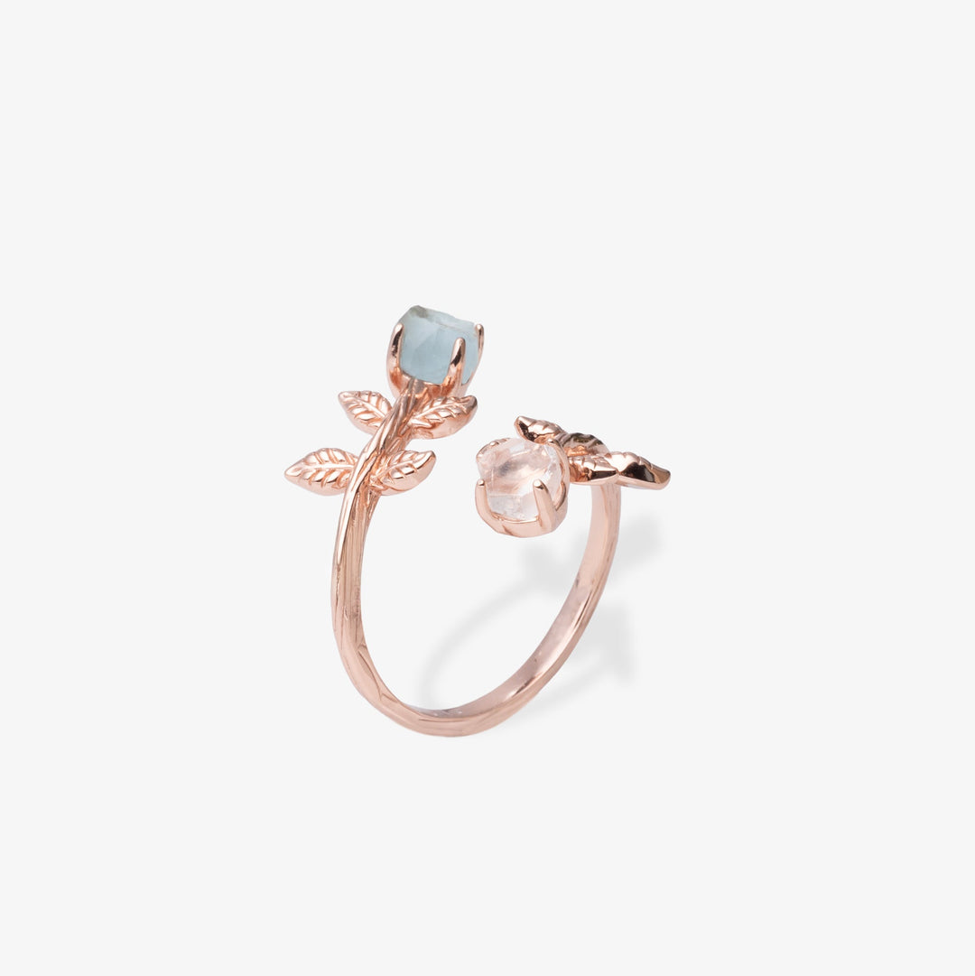 Goddesses Garden prsten – Herkimer dijamant i Akvamarin